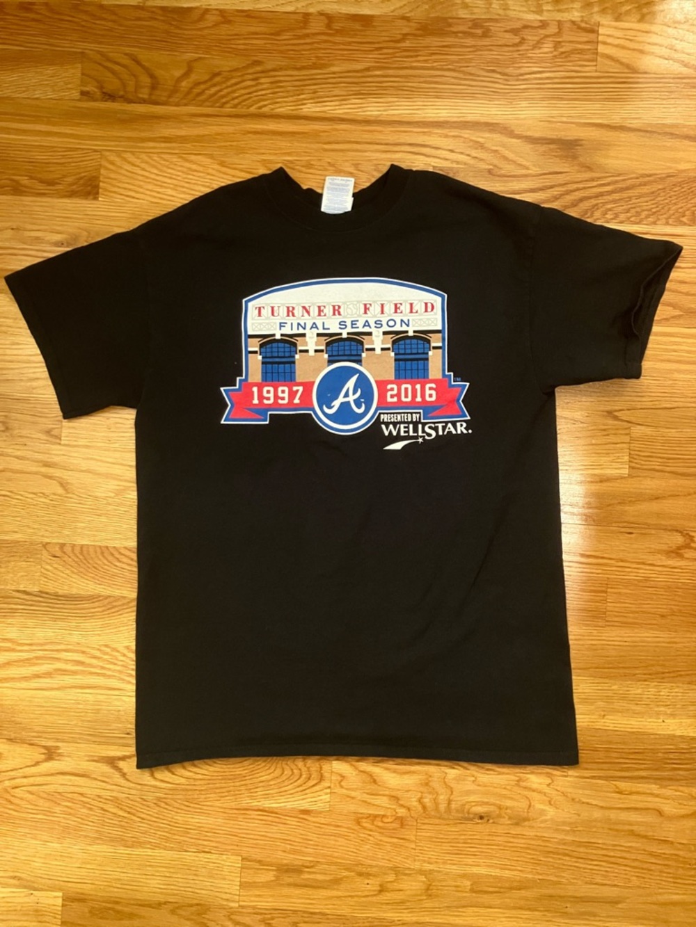 Gildan Black Turner Field Final Season Graphic Tee with Red & Blue Print